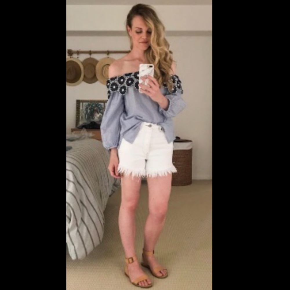 Abercrombie & Fitch White High Rise Denim Shorts